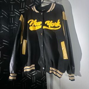 Black and Gold New York Varsity Jacket